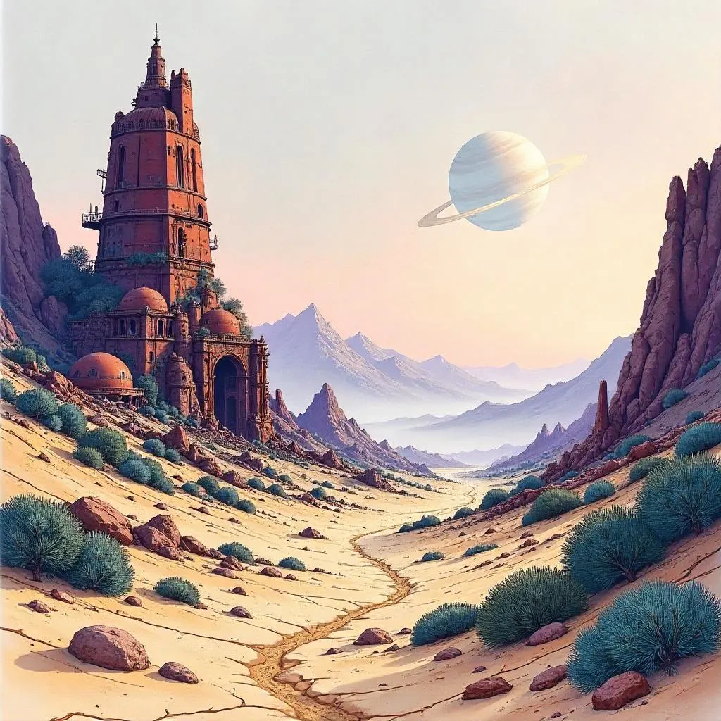 Watercolor Ruins on a Distant Planet