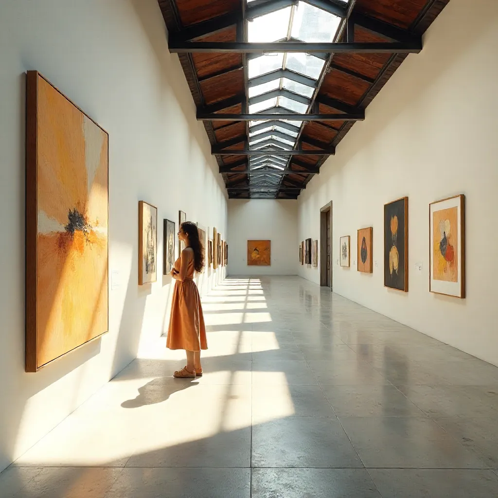 Sunlit Contemplation in a Modern Art Gallery