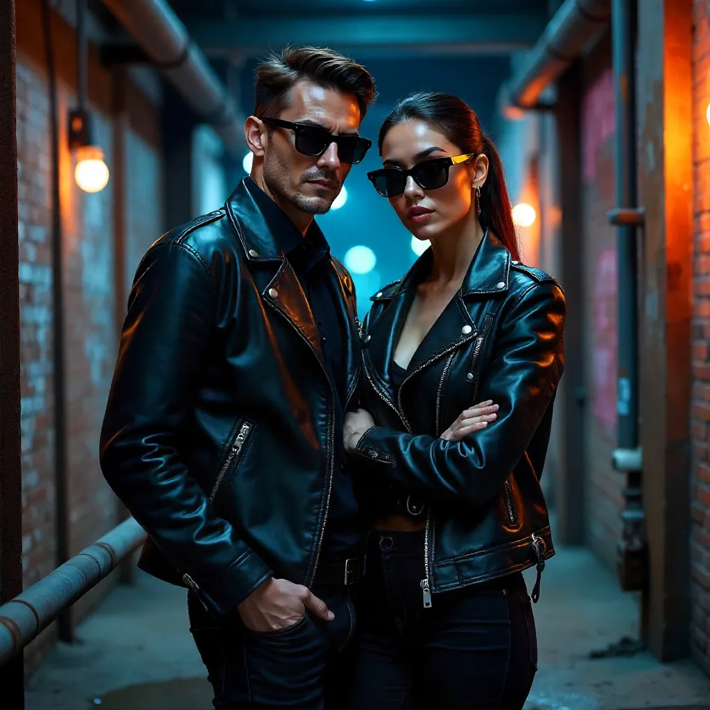 Urban Industrial Chic: Leather Jacket Couple