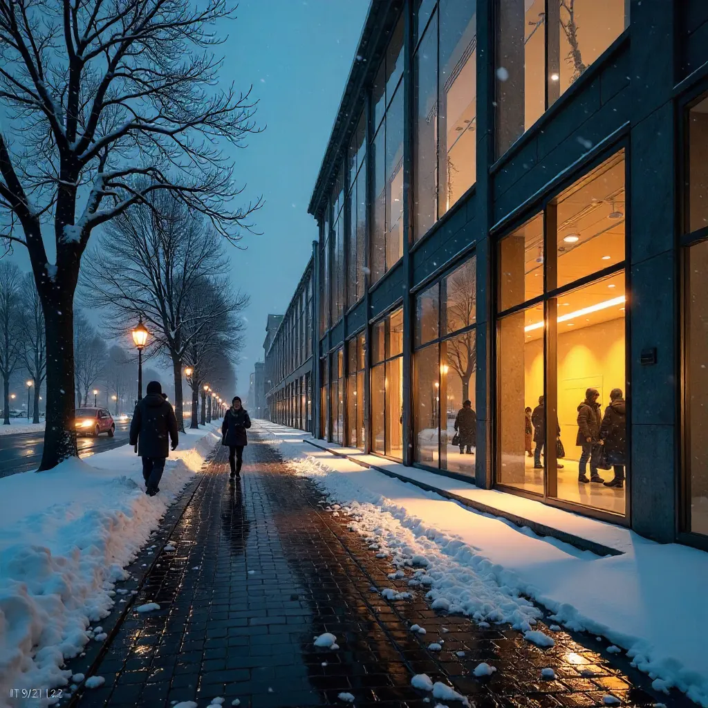 Snowy Night at James-Simon-Galerie, Berlin