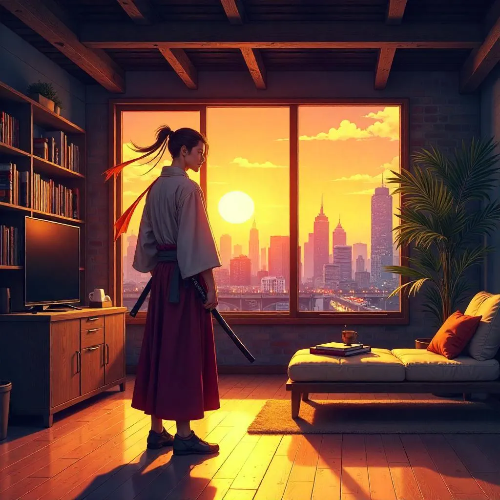 Loft Samurai: An Anime Pose in the Loft