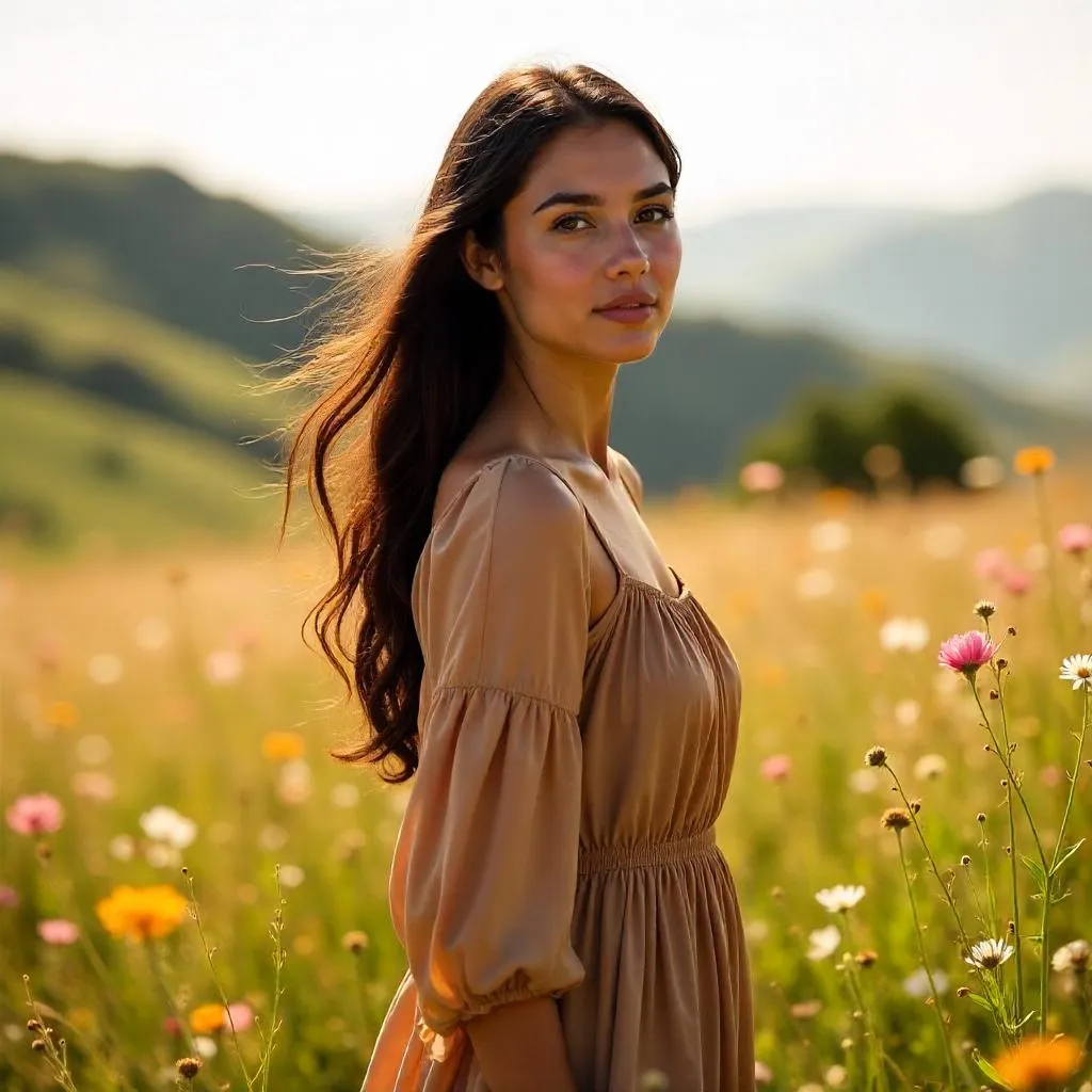 Meadow Reverie: Middle Eastern Woman