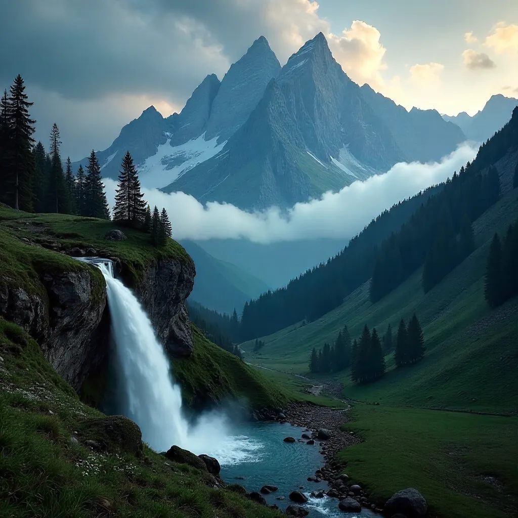 Dramatic High Tatras: Mist, Waterfall and Peaks