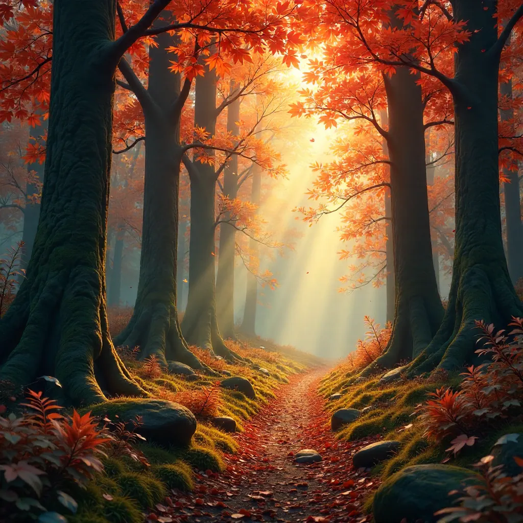 Autumn Cathedral: Tall Forest of Golden Trees