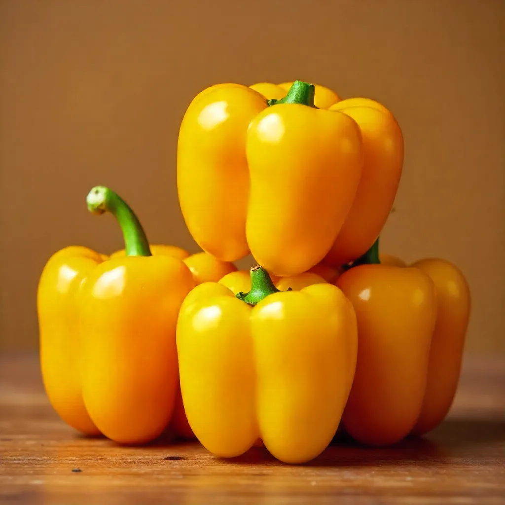 Vivid Stacks of Yellow and Orange Bell Peppers