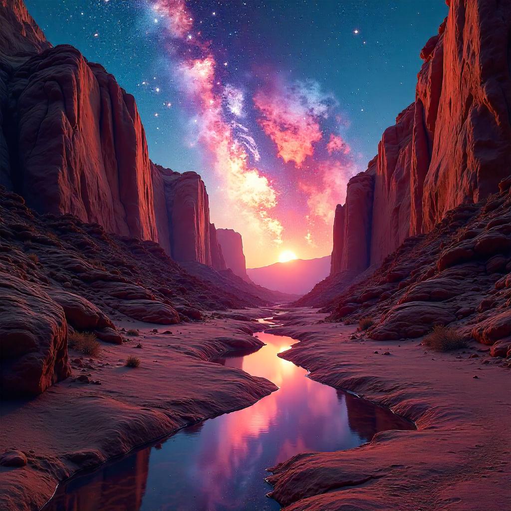 Nebula Over Canyon: Photorealistic Vista