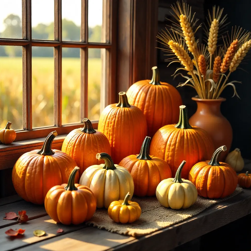 Autumn Harvest: Colorful Pumpkins and Gourds