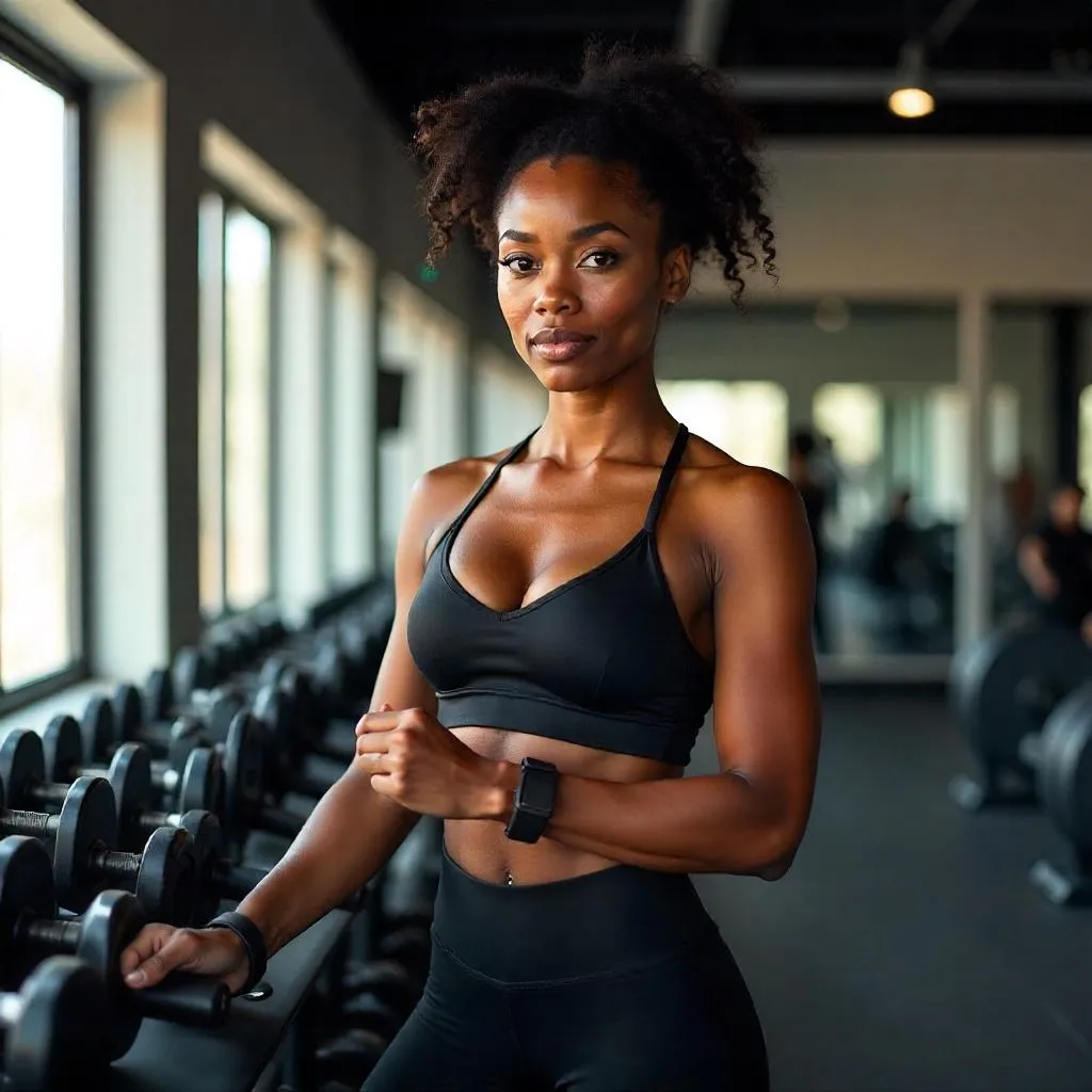 Photorealistic Portrait of a Black Woman in a Gym