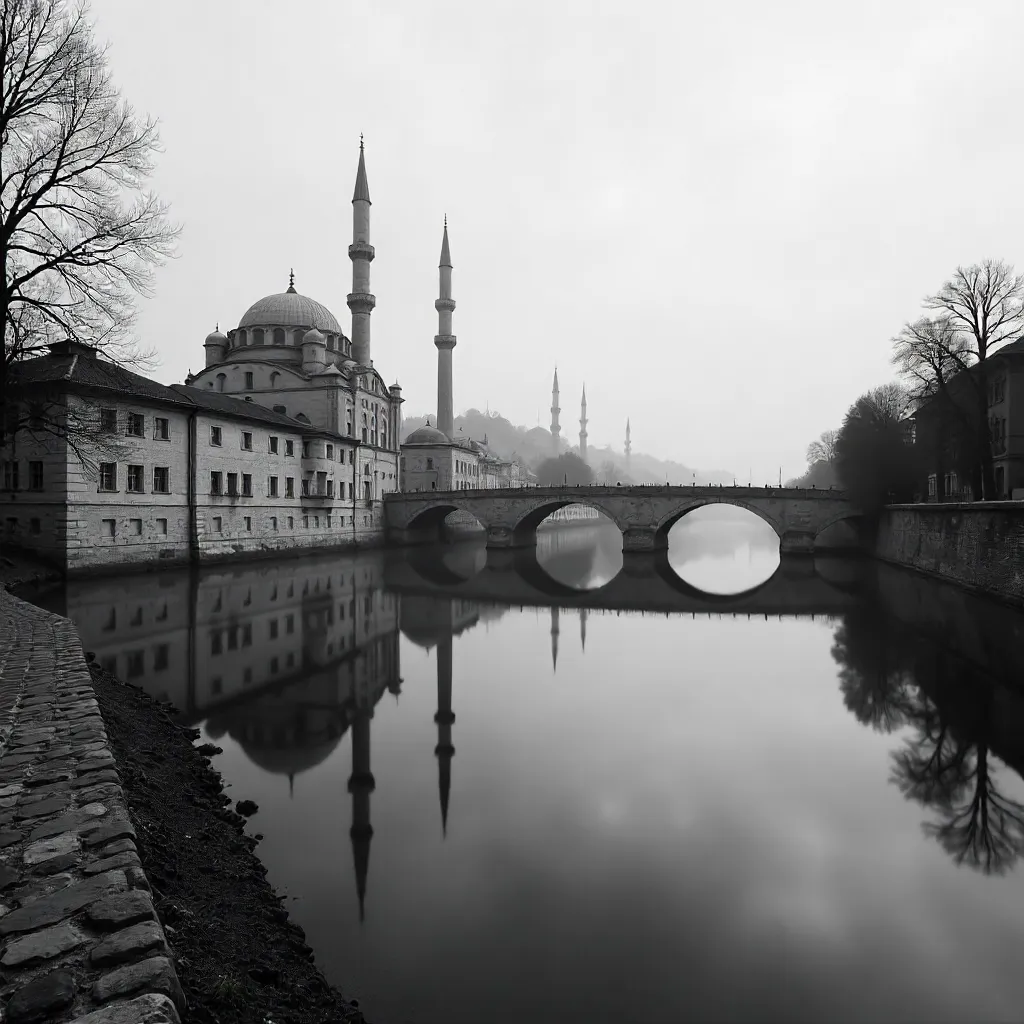 Monochrome Reflections of Sarajevo Architecture
