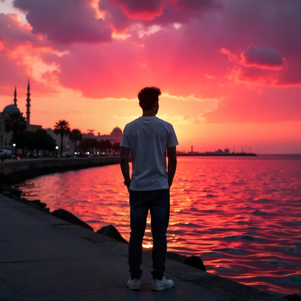 Silhouette at a Pink Alexandria Sunset