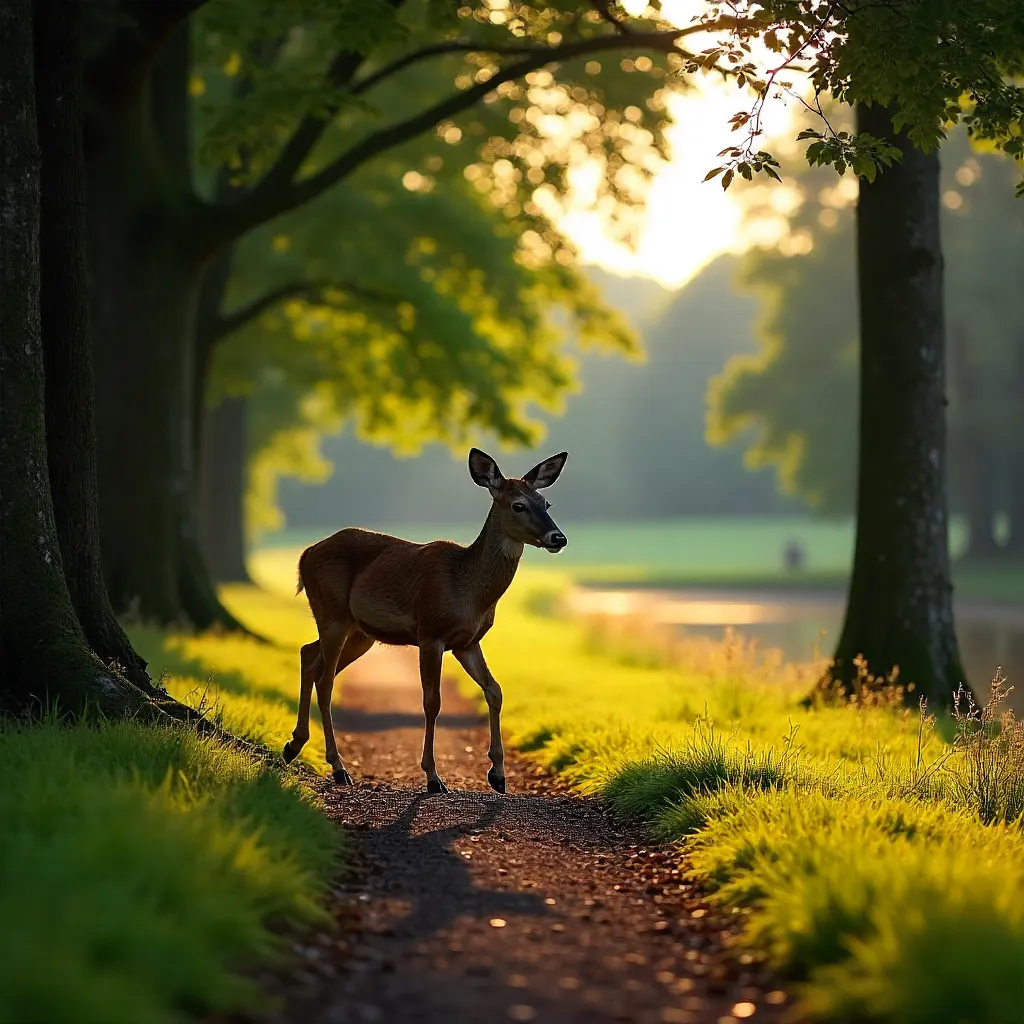 Peaceful Red Deer in Richmond Park, England