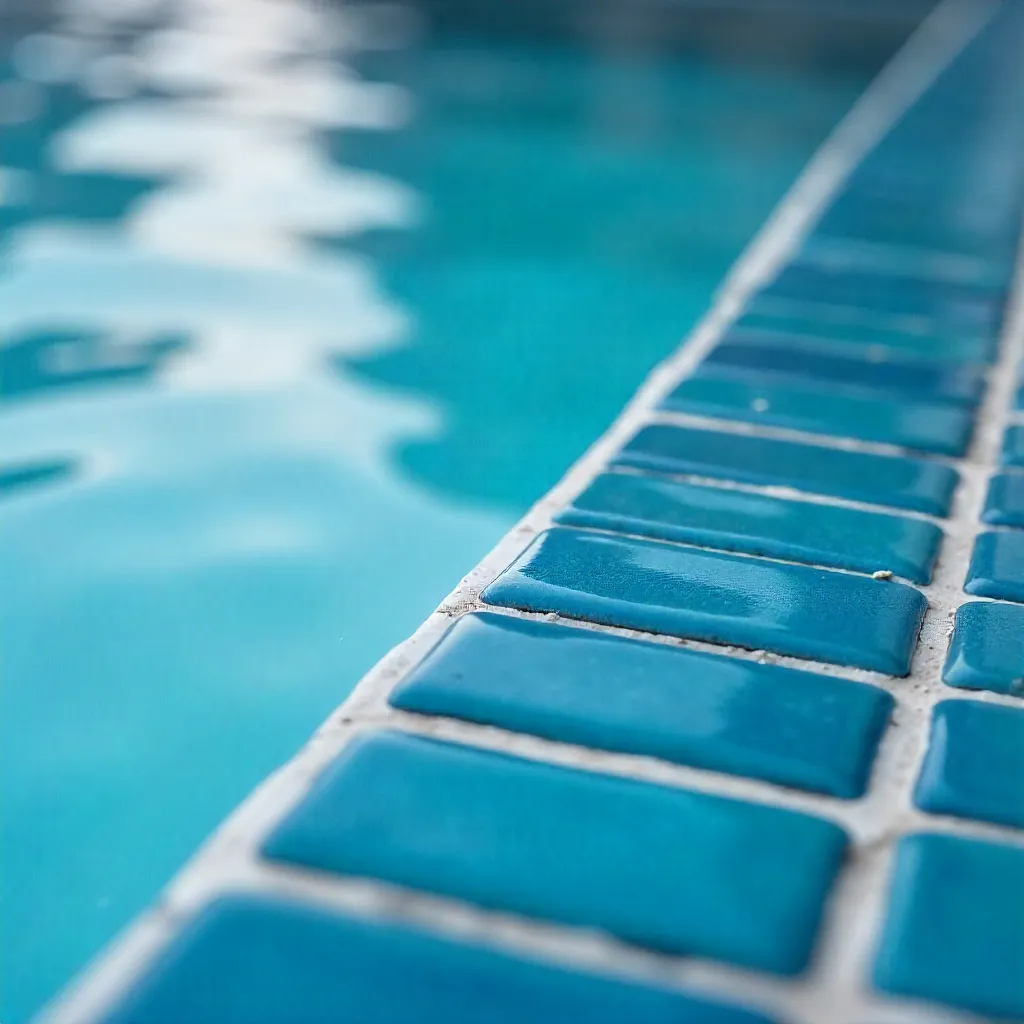 Calm Blue Tile Pool Edge – Minimal Abstraction