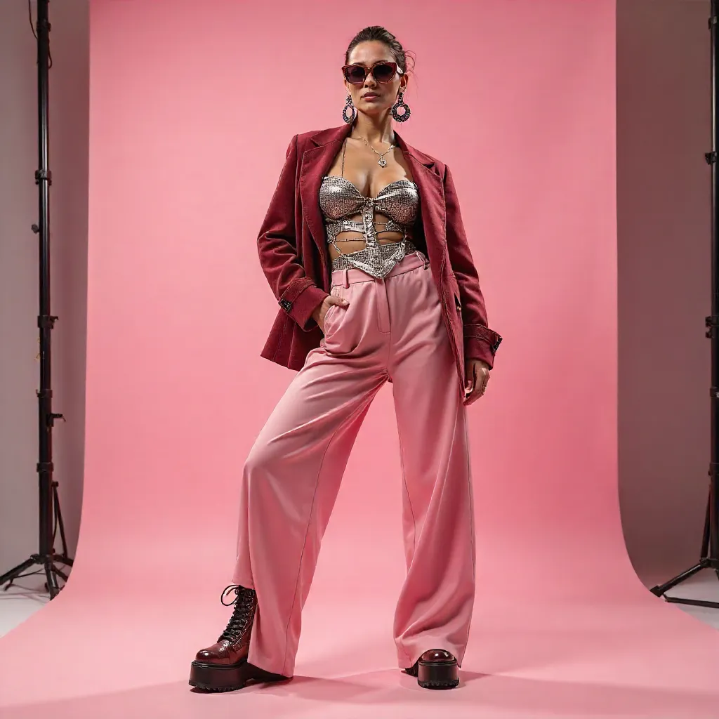 Avant-Garde Pose on a Pink Backdrop