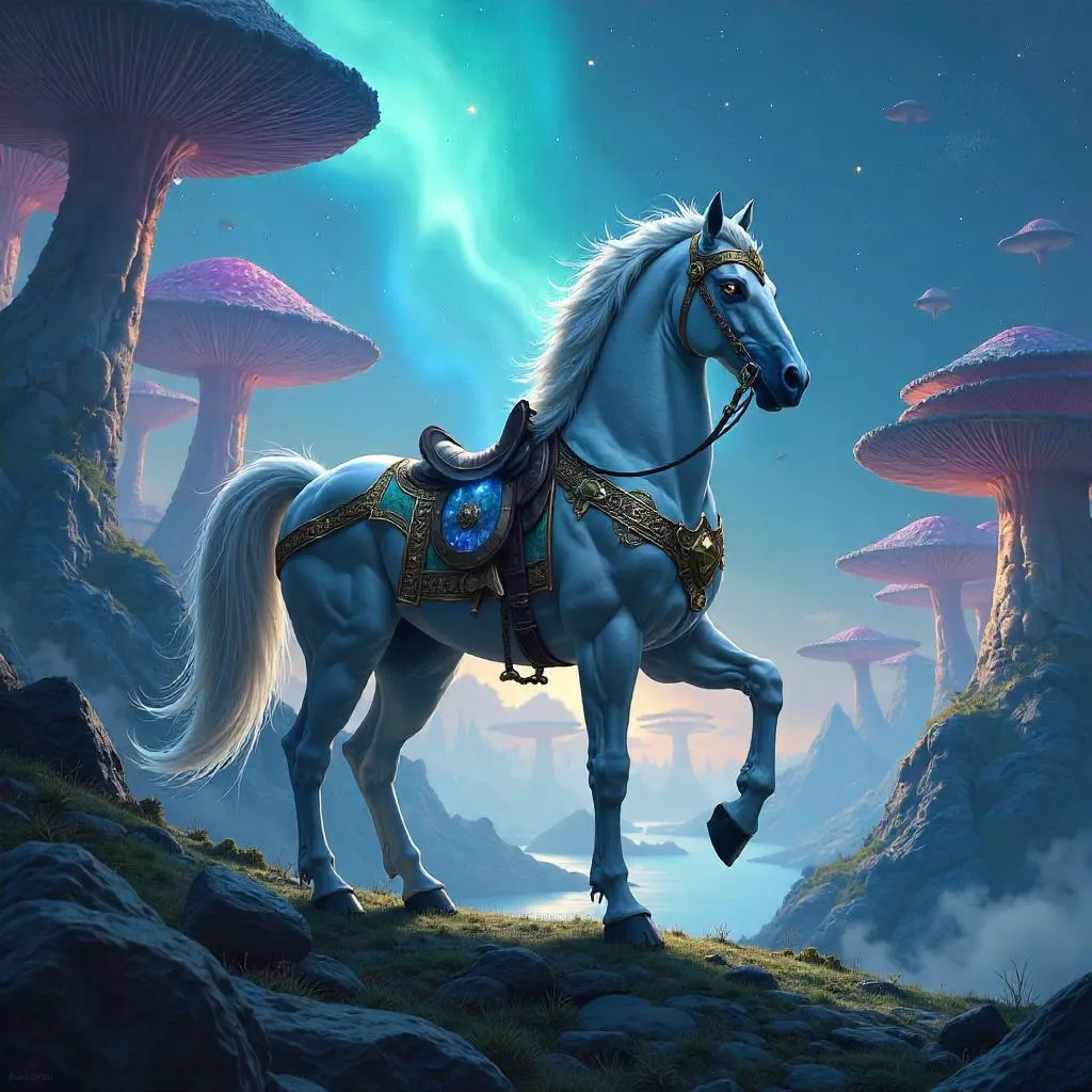 Centaur Concept Art in a Luminous Magical Realm