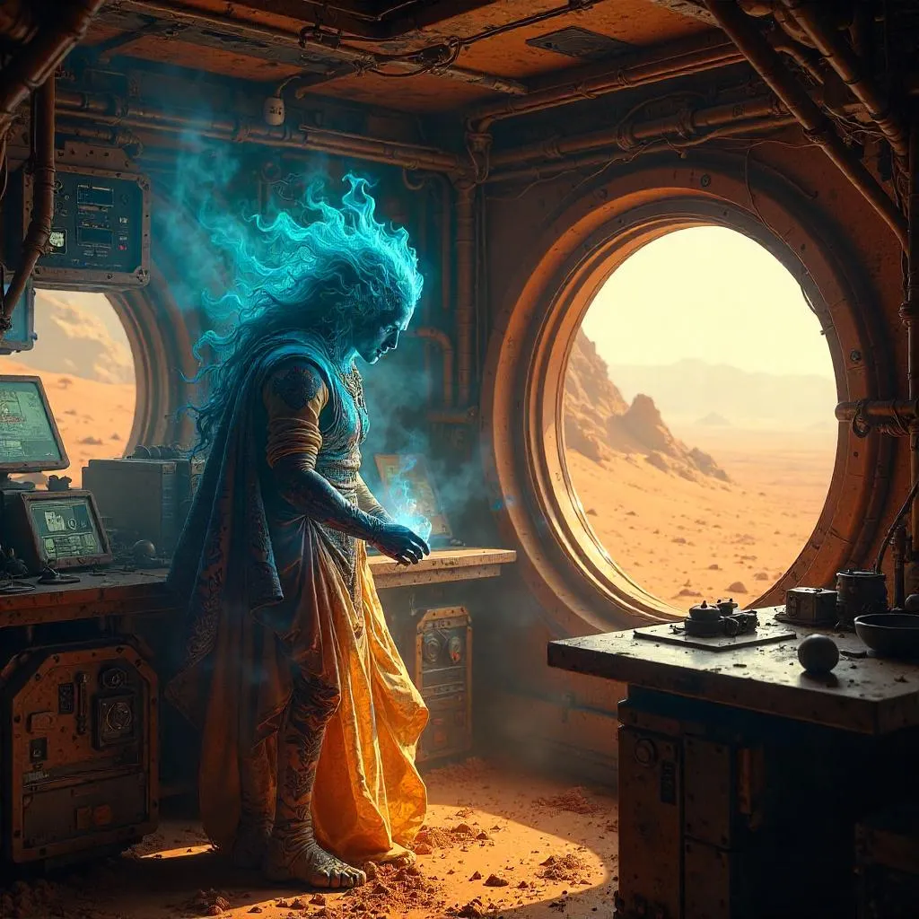 Photorealistic Djinn in a Mars Base Habitat