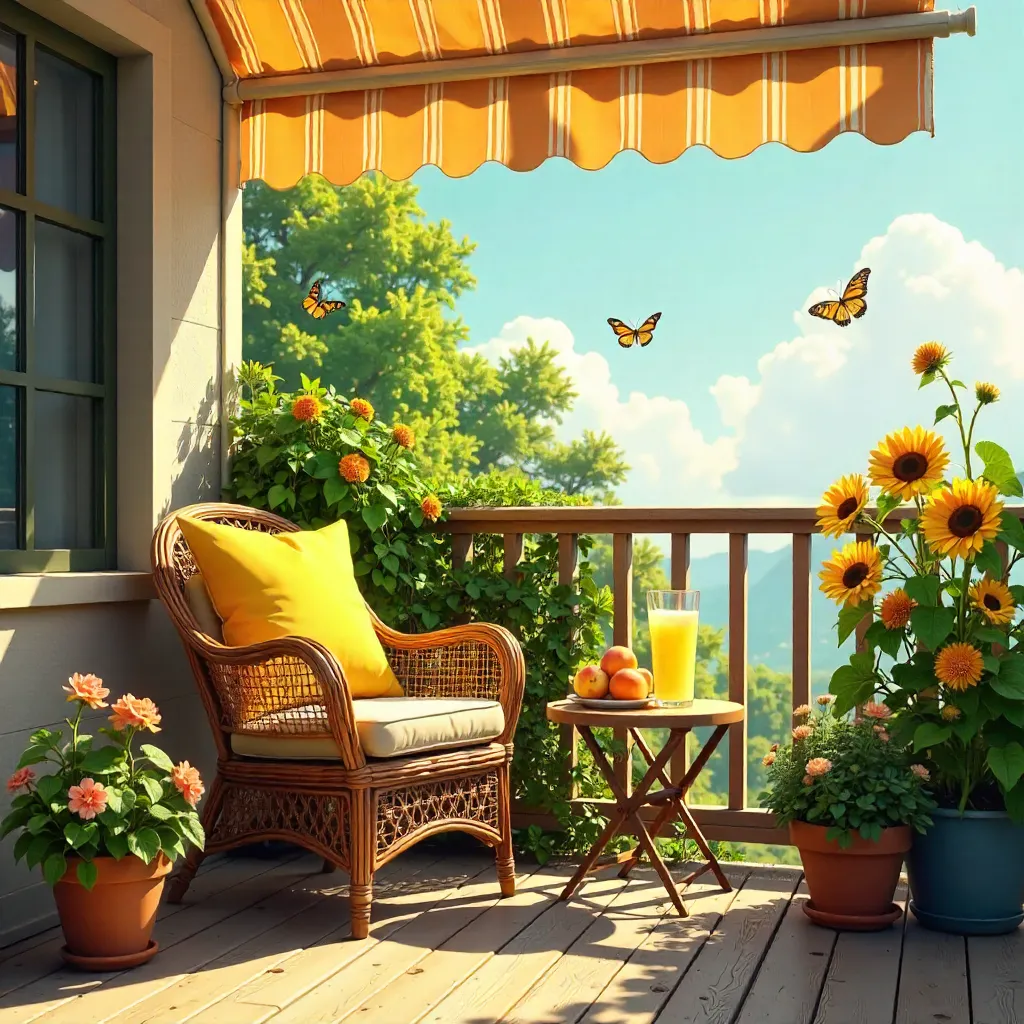 Sunlit Summer Corner Balcony