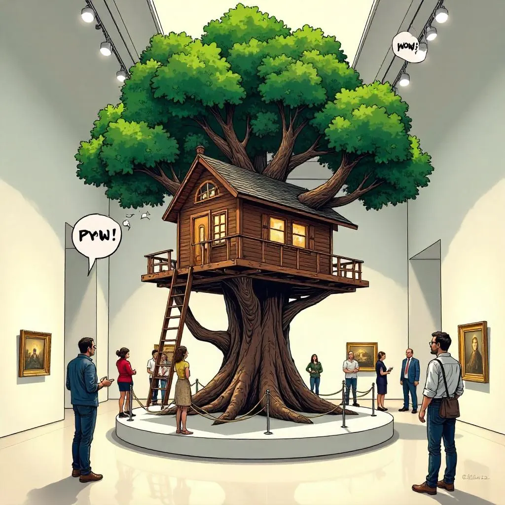 Comic Treehouse Exhibit in a Museum Gallery