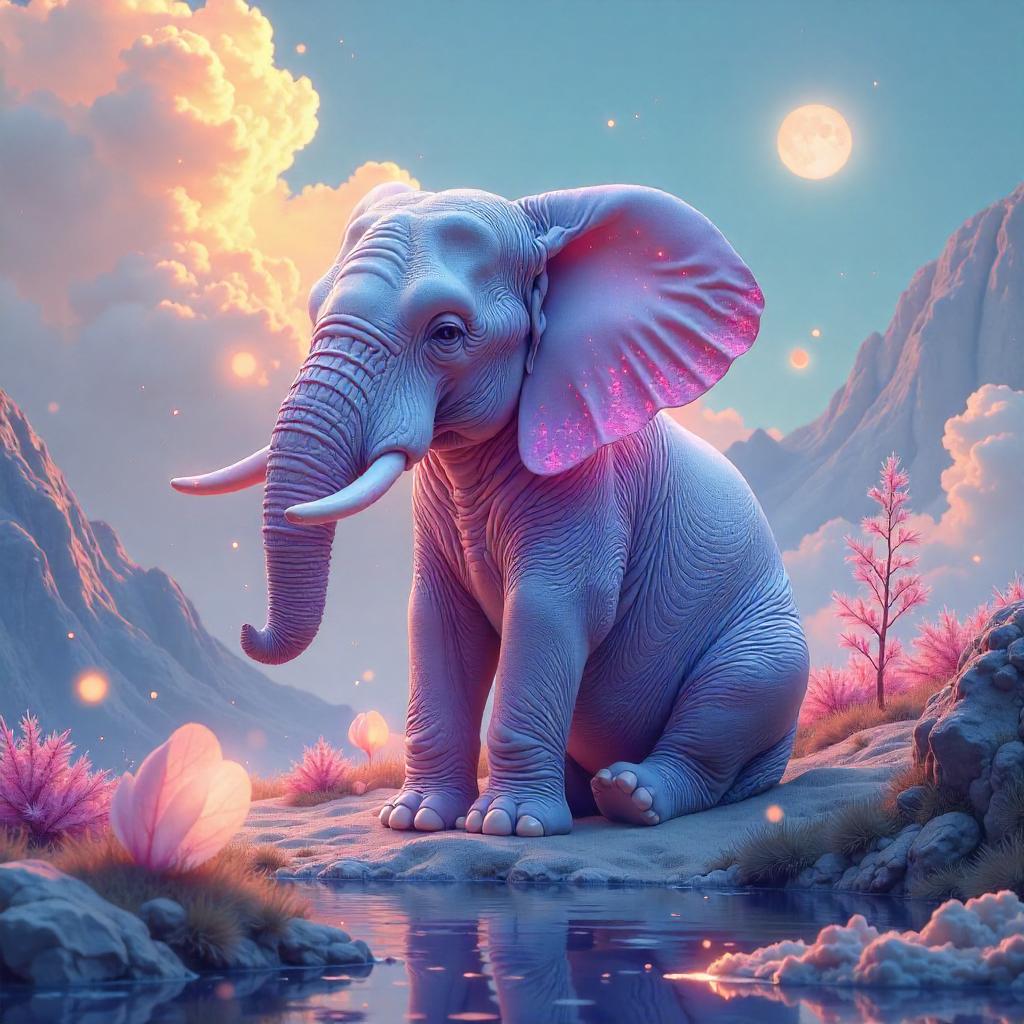 Dreamscape Elephant in a Surreal Digital Dream World