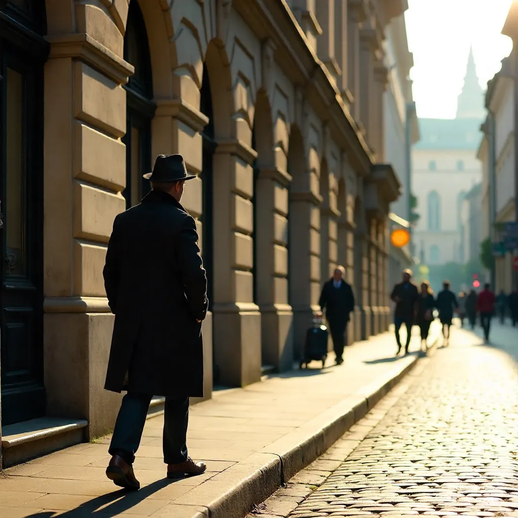 Sunlit Düsseldorf Moment: Man in a Hat