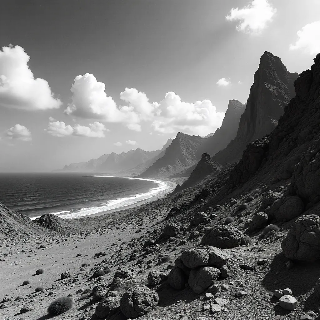 Monochrome Sinai: Rugged Mountains and Red Sea Coast