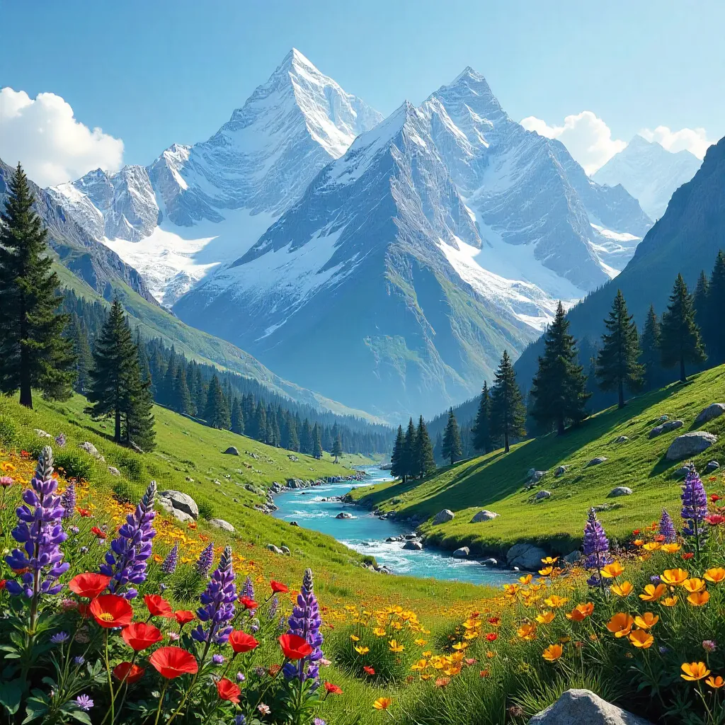 Stunning Indian Himalayan Peakscape Under Clear Sky