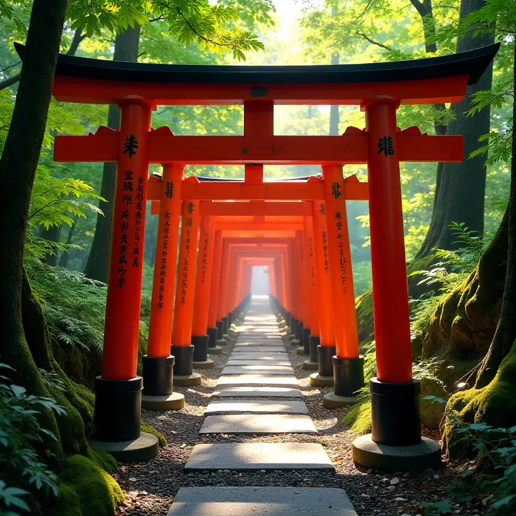 Verdant Torii Gate at Fushimi Inari, Kyoto