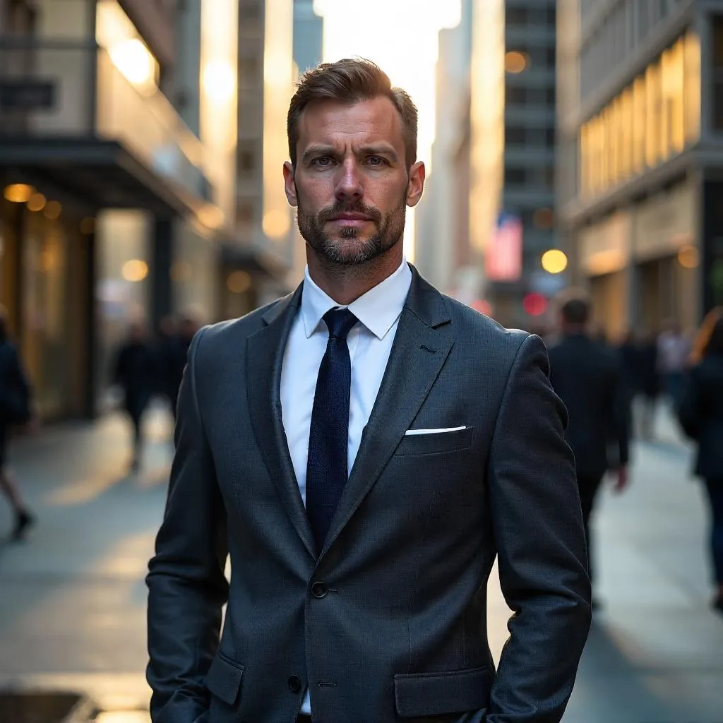 Urban Professional in the City: Photorealistic Portrait