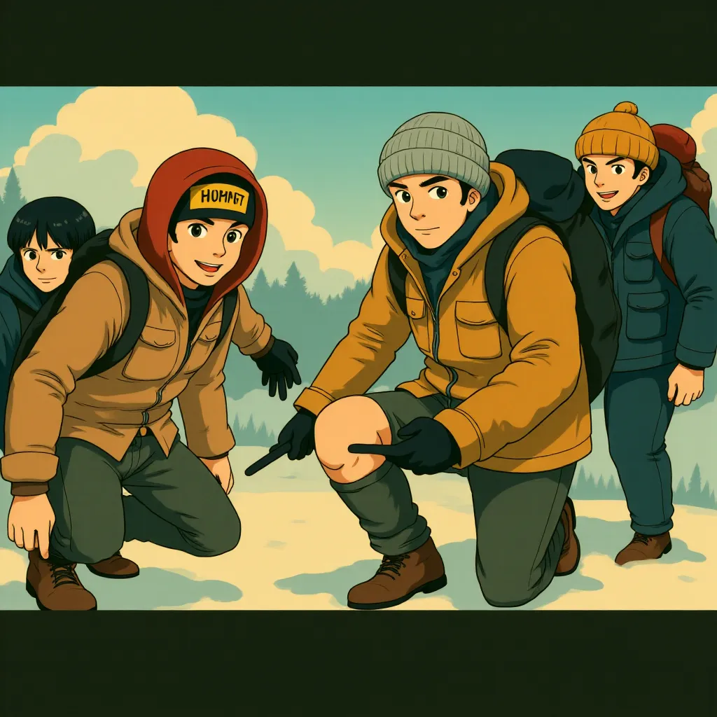 Dermot Mulroney, Liam Neeson, Dallas Roberts, and Nonso Anozie in The Grey (2011) - Anime style