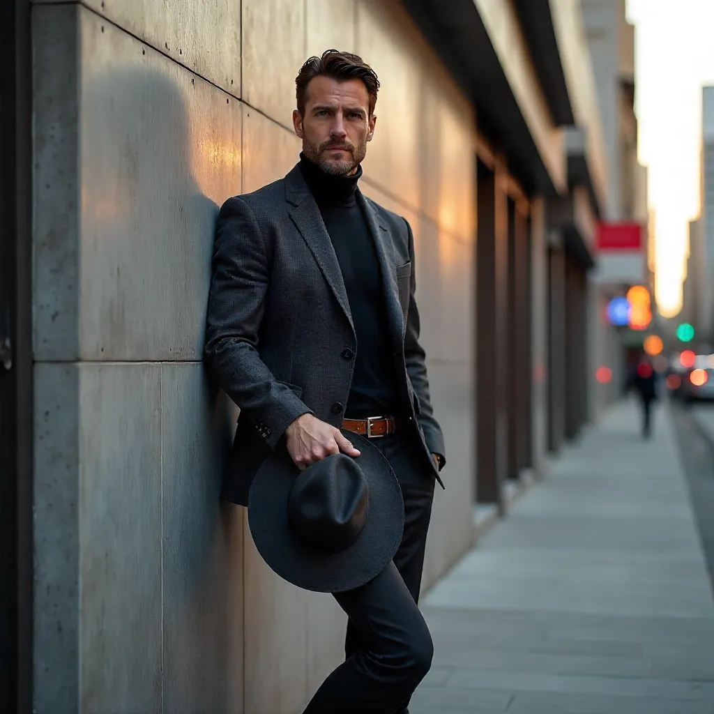 Stylish Man with Hat Against a Buenos Aires Wall