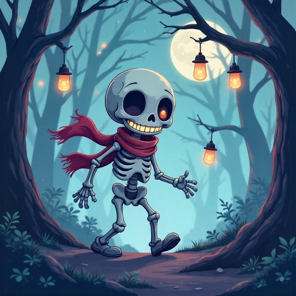 Dense Fog Cartoon Skeleton Adventure