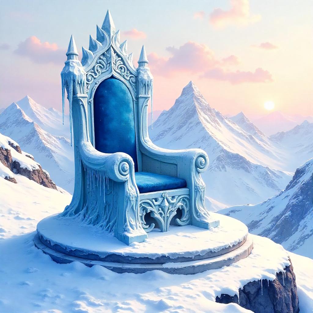 Throne of Ice on a Snowy Mountain Summit