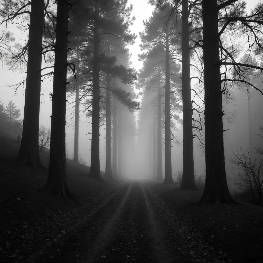 Moody Bolu Fog Forest in Monochrome