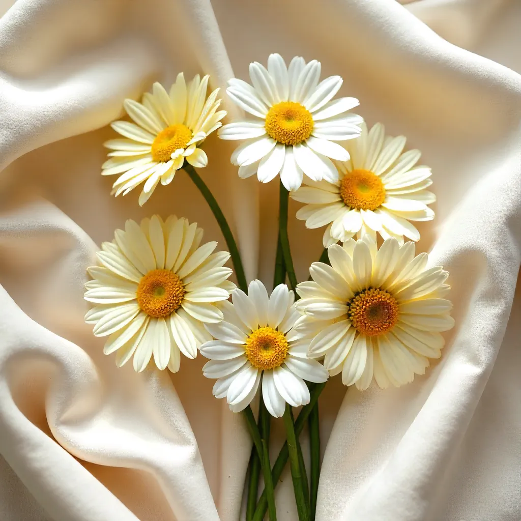 Chic Yellow and White Daisies with Polaroids on Velvet