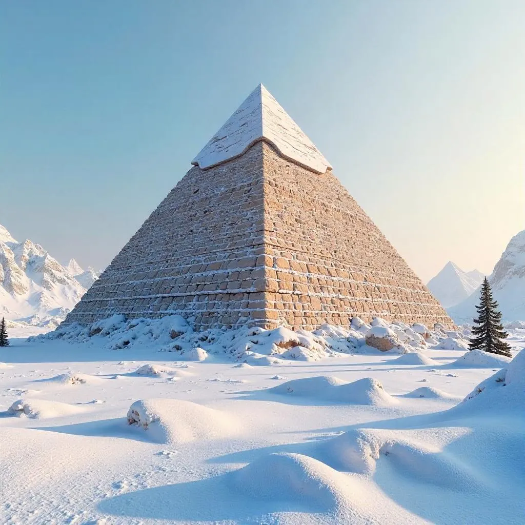 Photorealistic Pyramid in a Snowy Landscape
