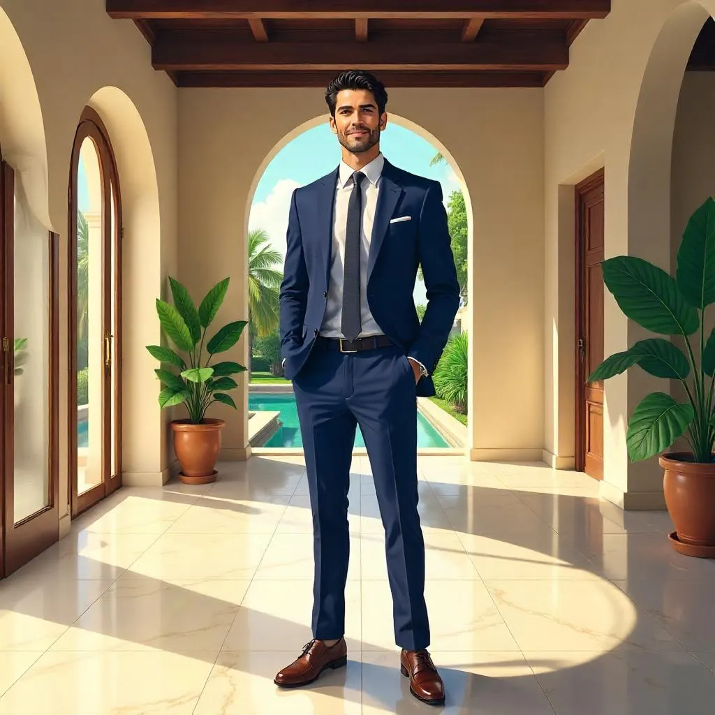 Anime Portrait: Latino Professional in a Luxury Villa