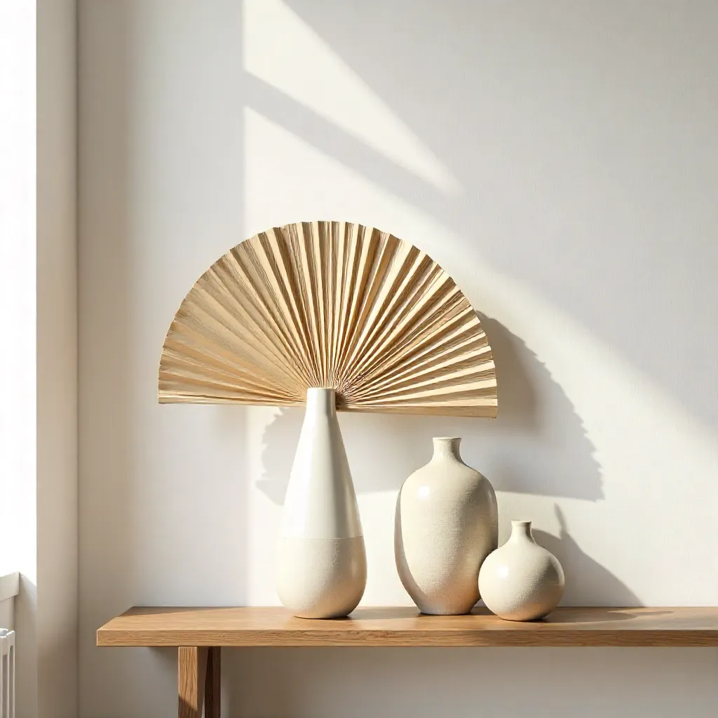 Elegant Minimalist Palm Leaf & Ceramic Vases