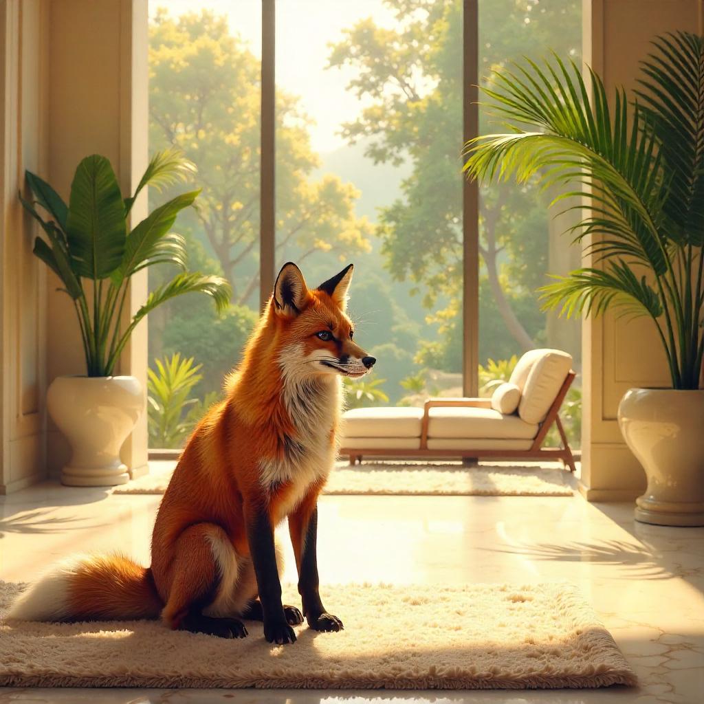 Fox in a Sunlit Villa: Digital Art Scene