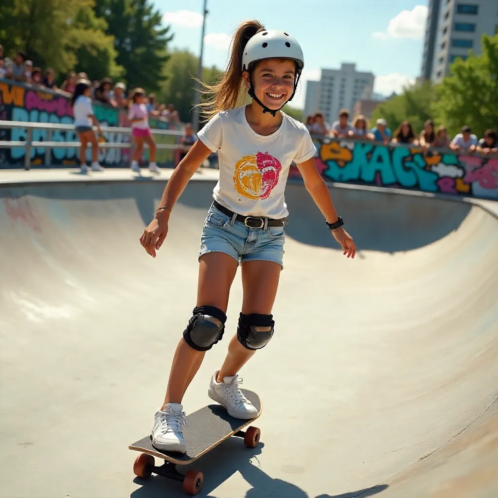 Sunny Day Skateboarding in an Urban Skatepark