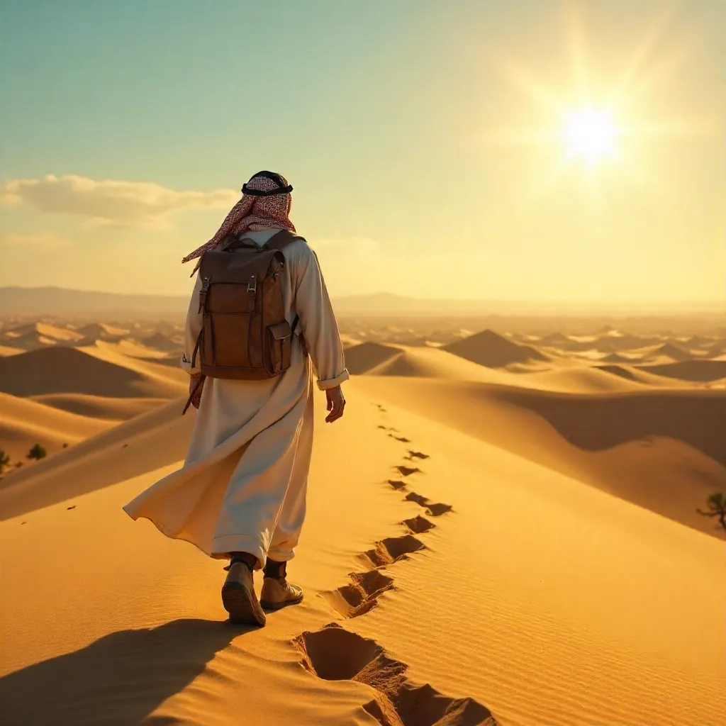 Desert Wanderer Among Endless Dunes