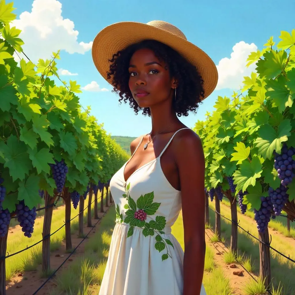 Golden Hour in the Vineyard: Digital Portrait