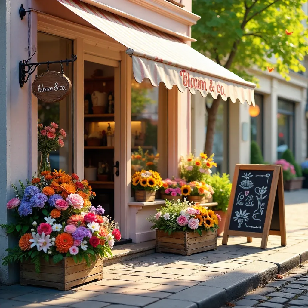 Colorful Florals Outside a Cozy Flower Shop