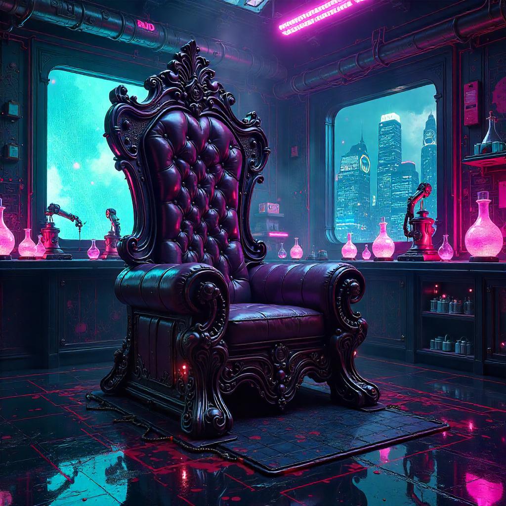 Neon Throne in the Cyberpunk Lab