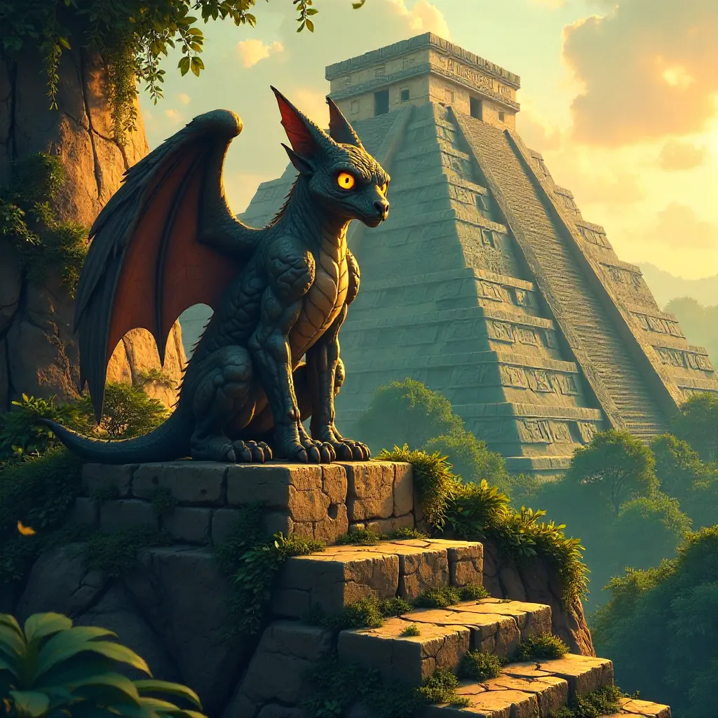 Anime Gargoyle Guard in Mayan Ruins