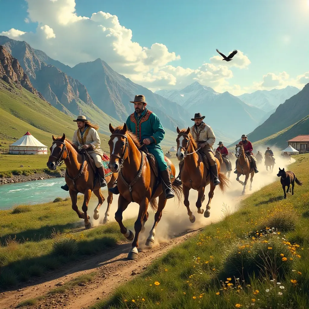 Dynamic Equestrian Scene in Ulupamir, Türkiye