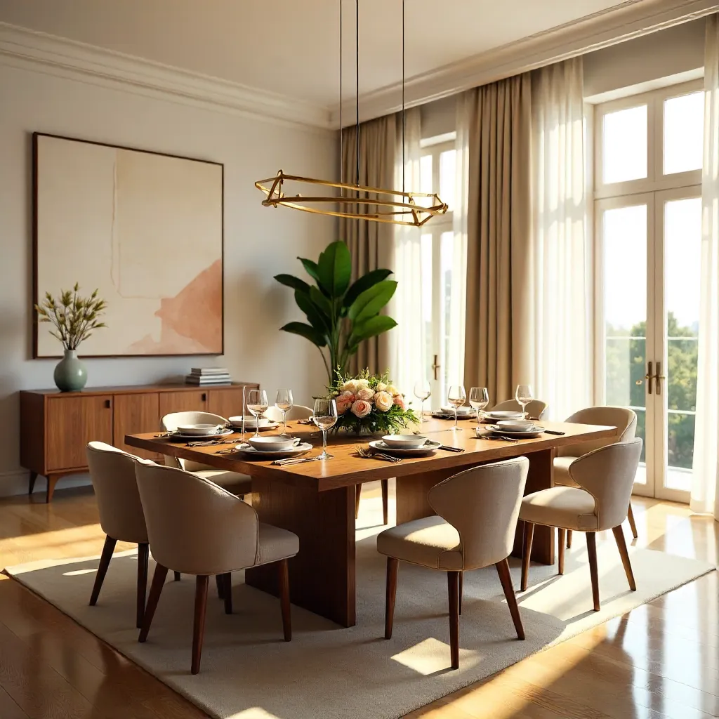 Sunlit Modern Dining Room with Elegant Table Setting