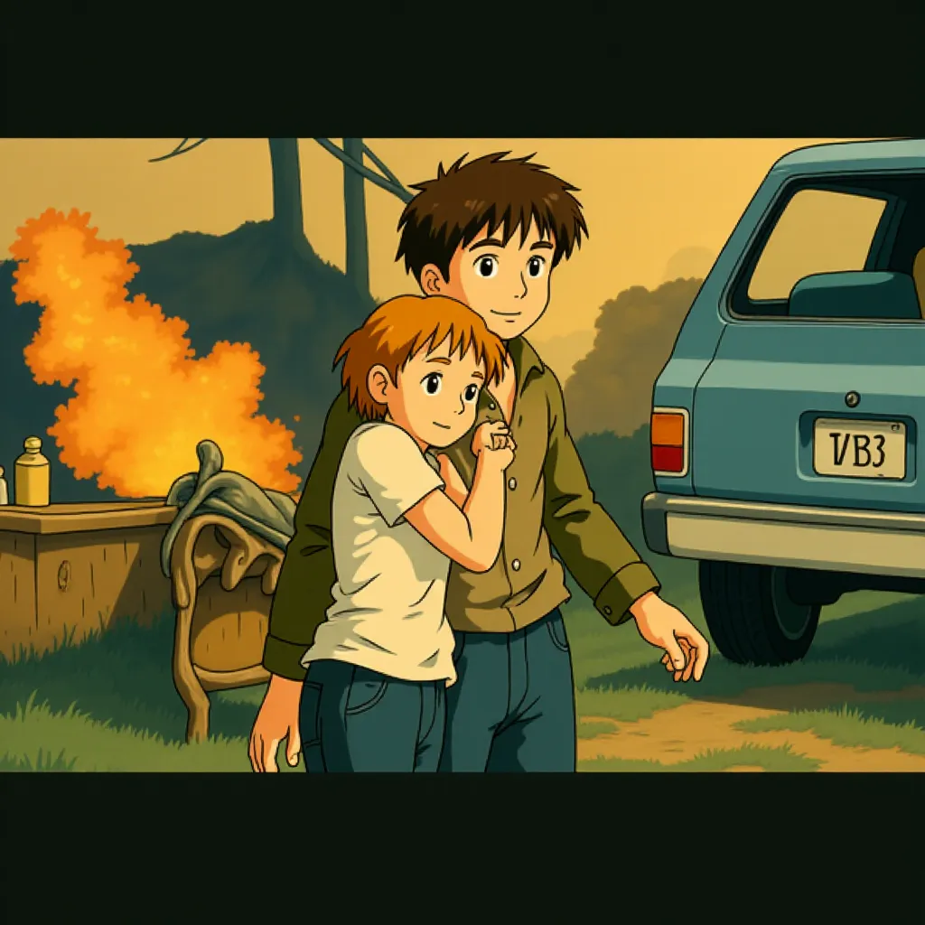 Dan Byrd and Emilie de Ravin in The Hills Have Eyes (2006) - Anime style