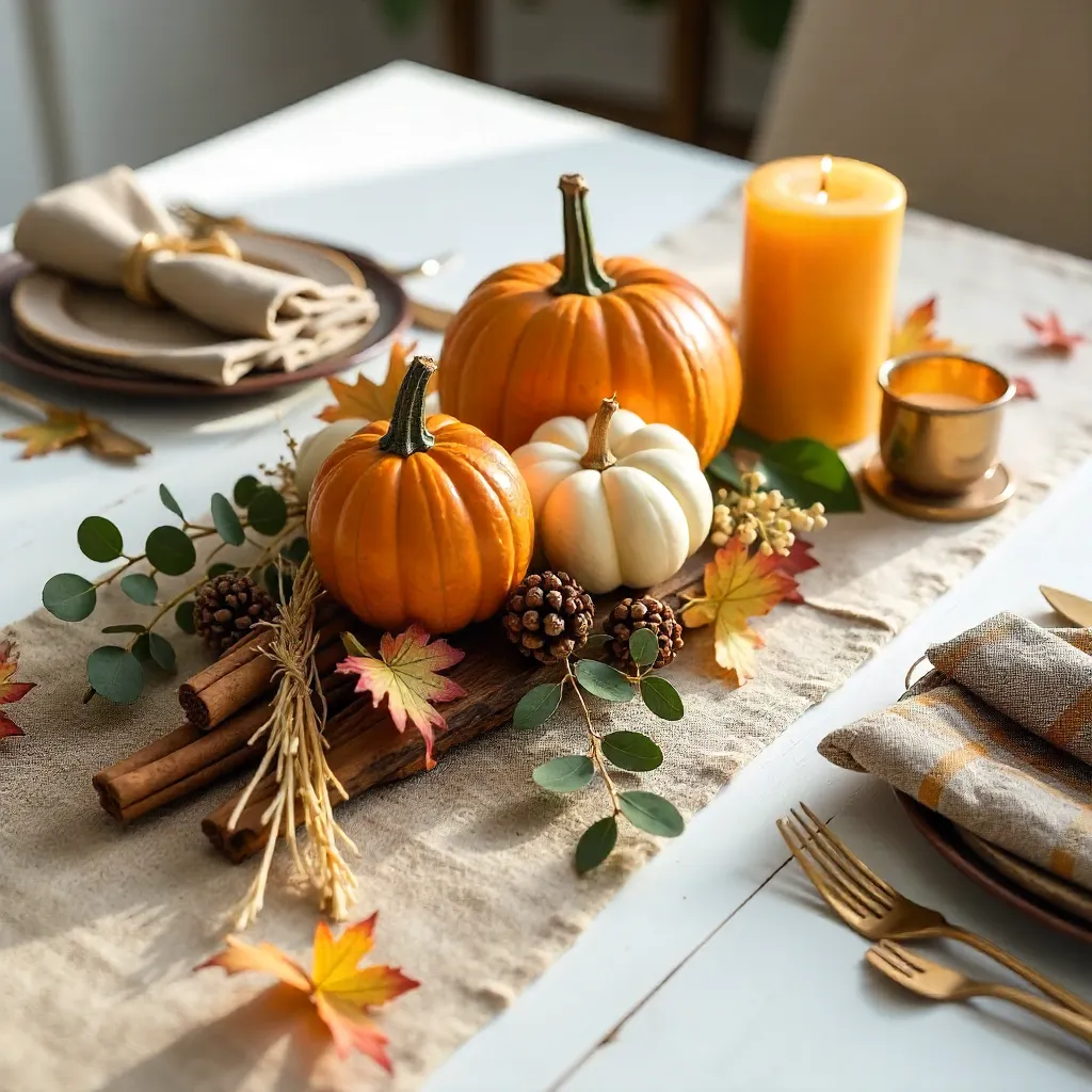 Cozy Autumn Table Decor - Stock Photo