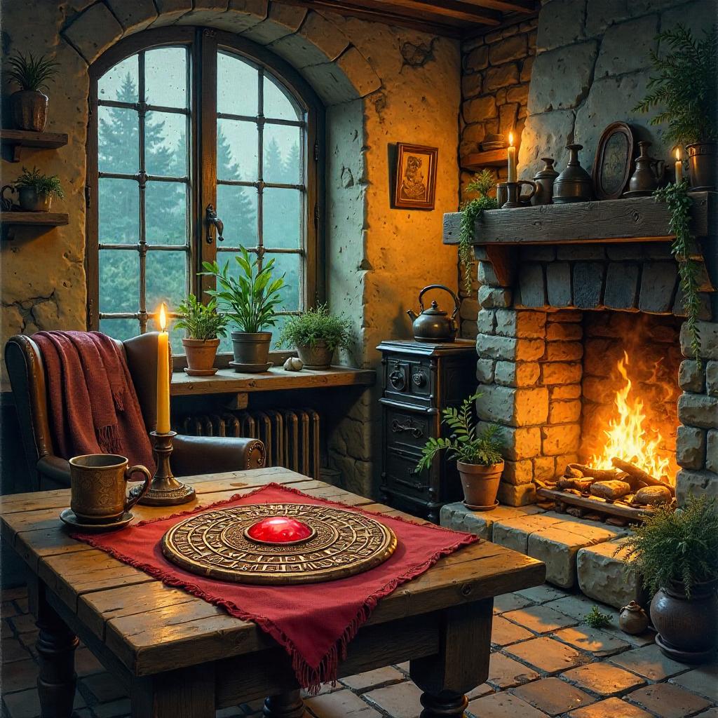 Cursed Amulet in a Cozy Watercolor Cottage