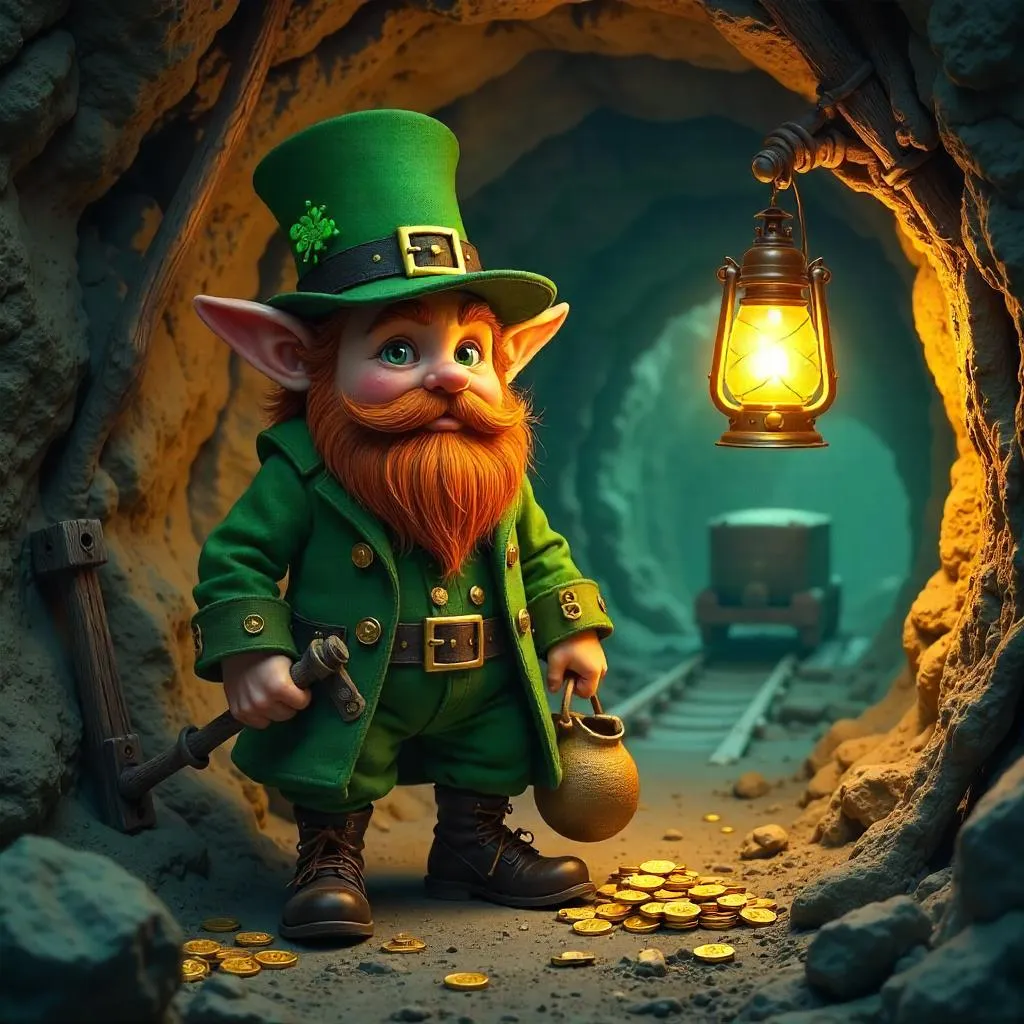 Photoreal Leprechaun in a Dwarf Mine