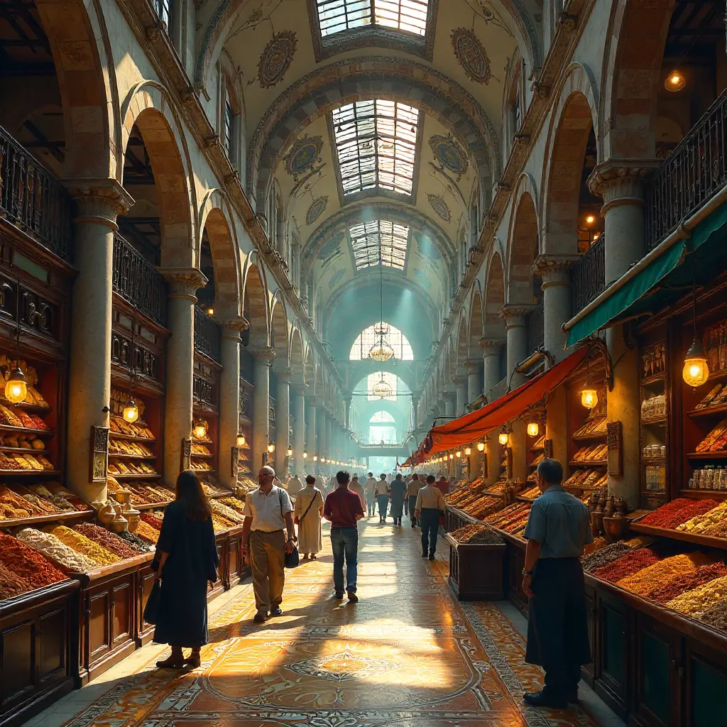 Istanbul Indoor Market with Glass-Arched Ceiling
